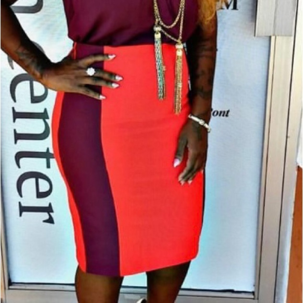 Vibrant color pencil skirt